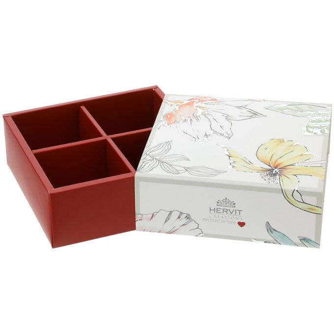 Box Cartoncino Blooms Rosso 14,5X14,5X5cm Hervit
