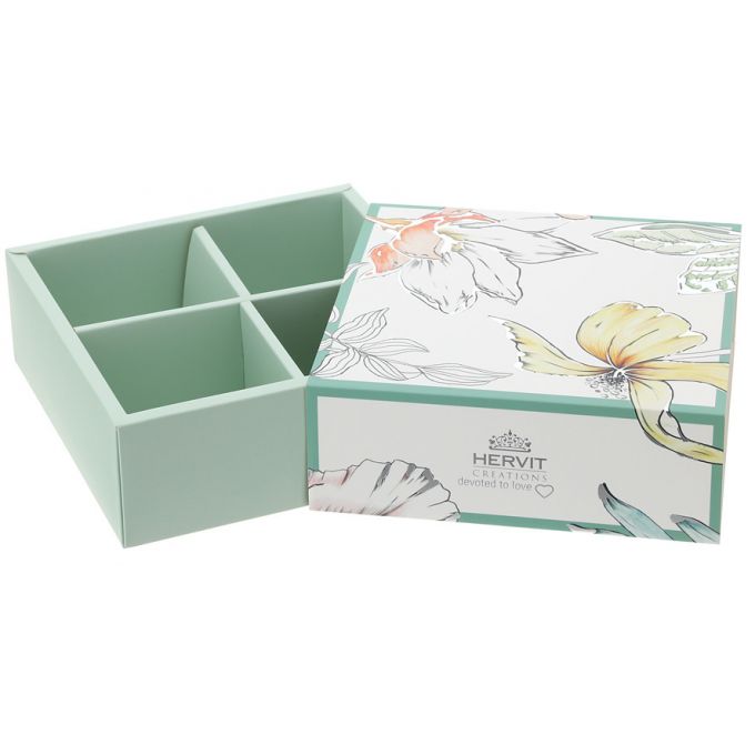 Box Cartoncino Blooms Verde 14,5X14,5X5cm Hervit