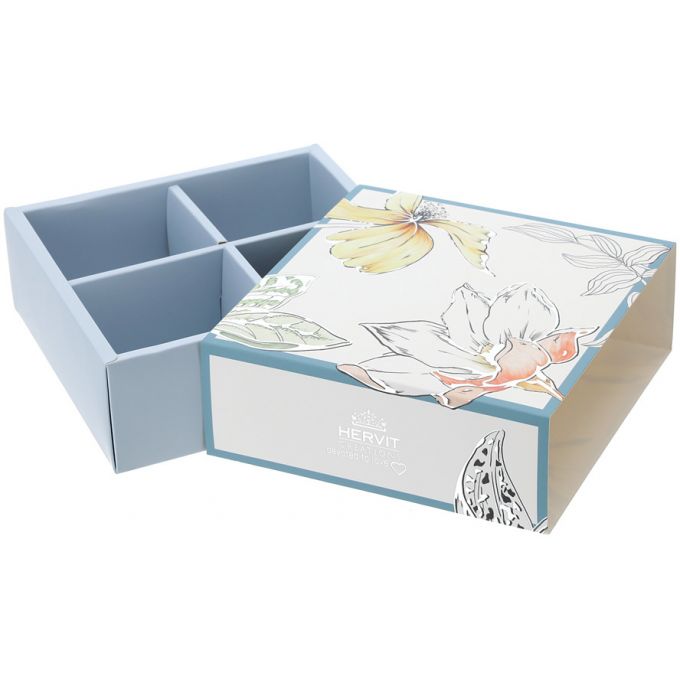 Box Cartoncino Blooms Blu 14,5X14,5X5cm Hervit