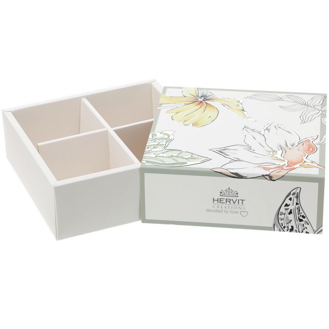 Box Cartoncino Blooms Bianco 14,5X14,5X5cm Hervit