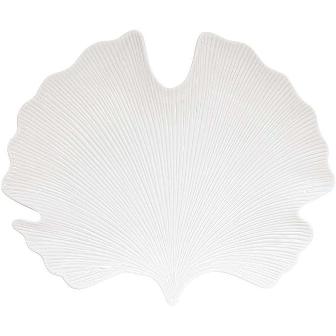 Foglia In Porcellana 35X29 Cm Forma Ginko In Color Box Leaves White Easy Life