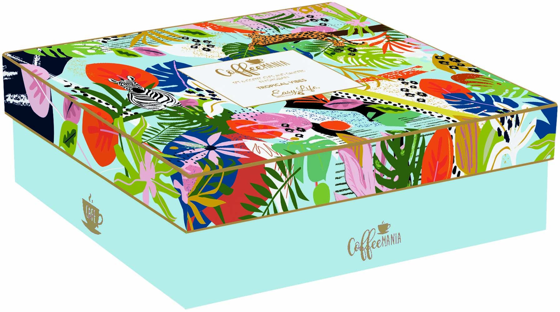 Set 6 Tazzine Con Piattini In Gift Box  Tropical Vibes Easy Life