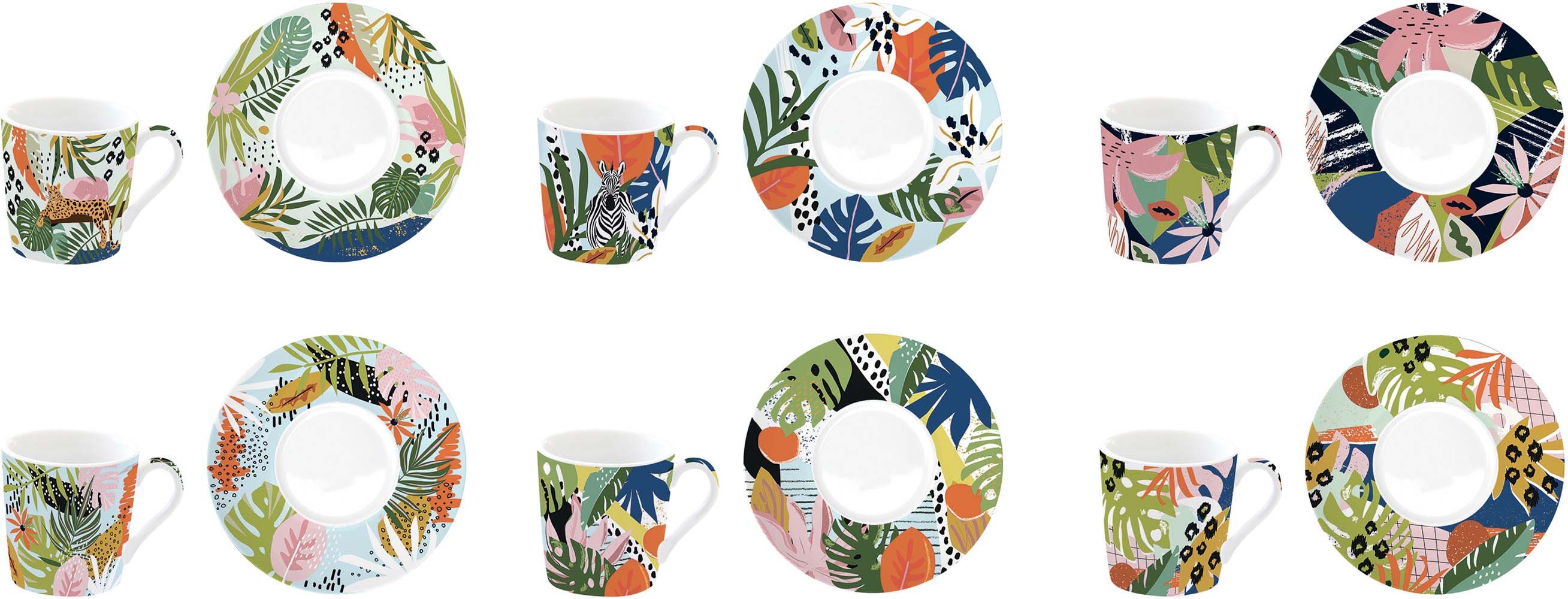 Set 6 Tazzine Con Piattini In Gift Box  Tropical Vibes Easy Life