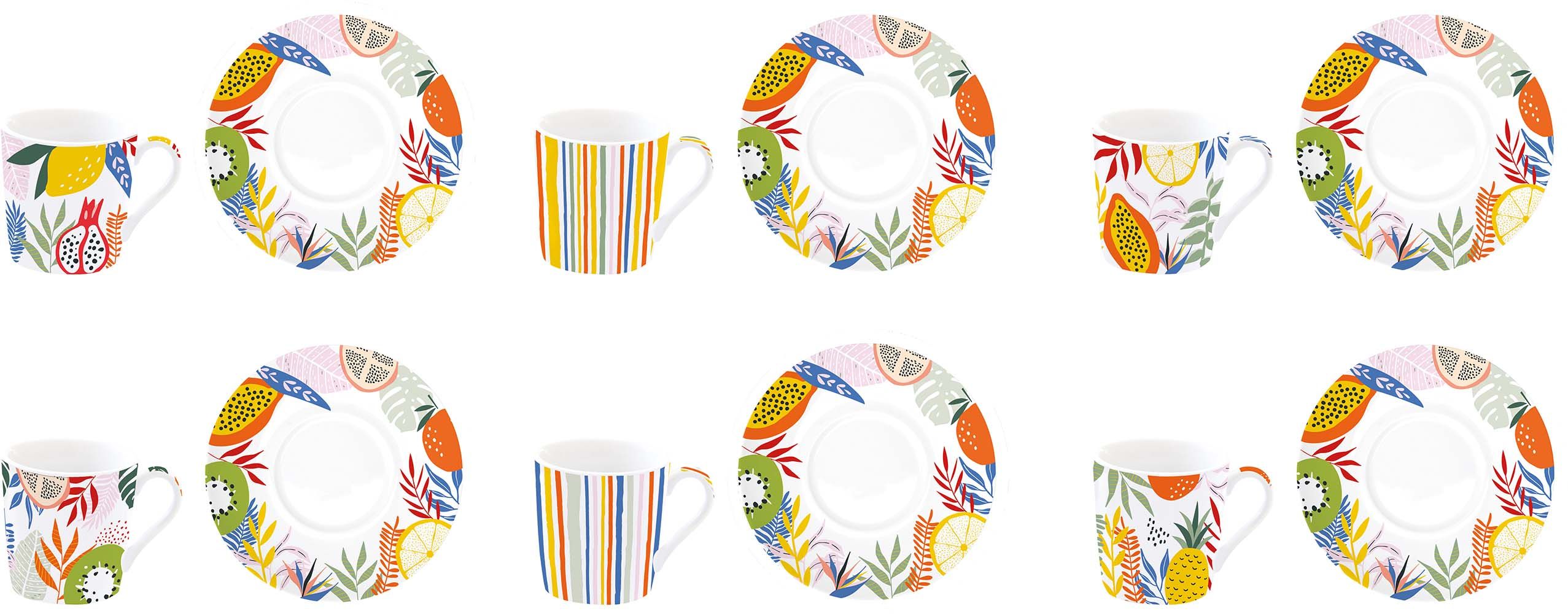 Set 6 Tazzine Con Piattini In Gift Box  Tutti Frutti Easy Life