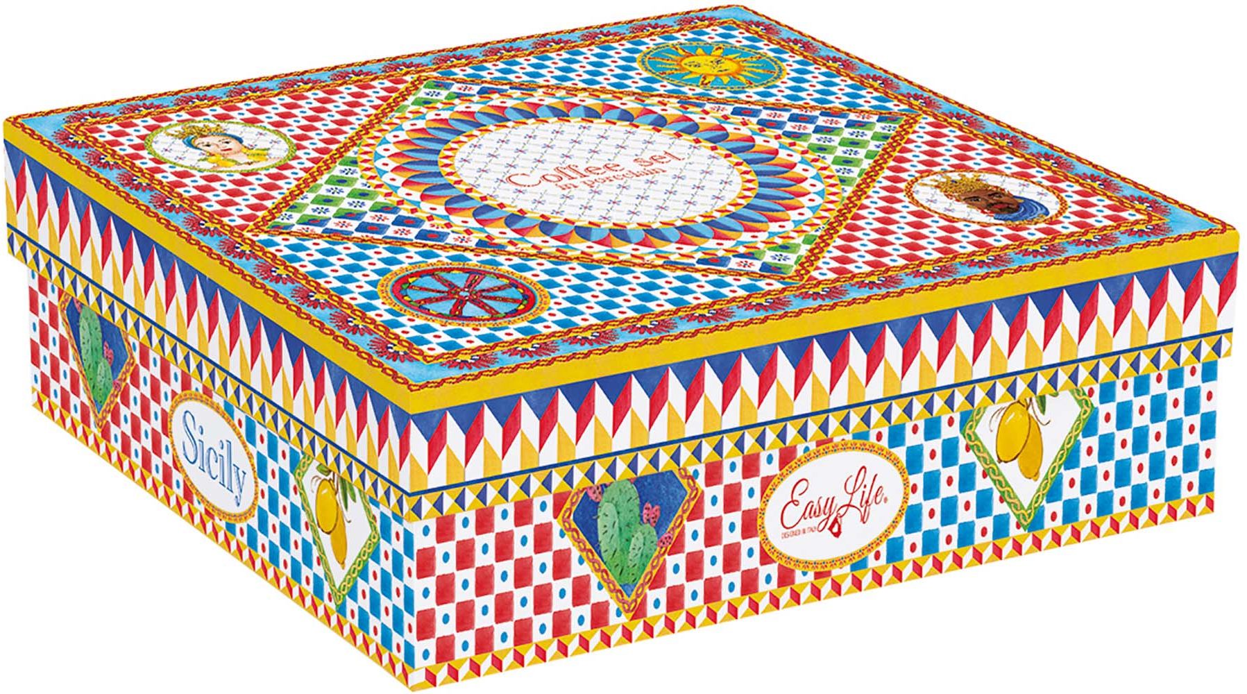 Set 6 Tazzine Con Piattini In Gift Box Sicily Easy Life