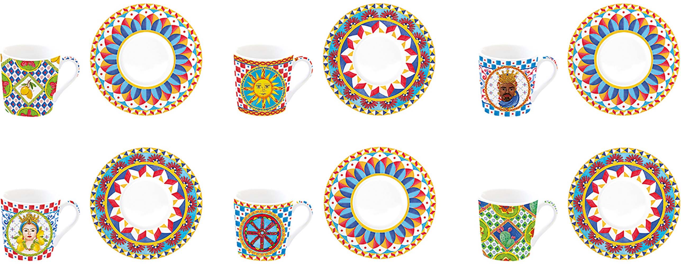 Set 6 Tazzine Con Piattini In Gift Box Sicily Easy Life