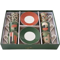 Set 6 Tazzine Espr.100 Ml C/Piattini In Gift Box Geometrical Loop Easy Life