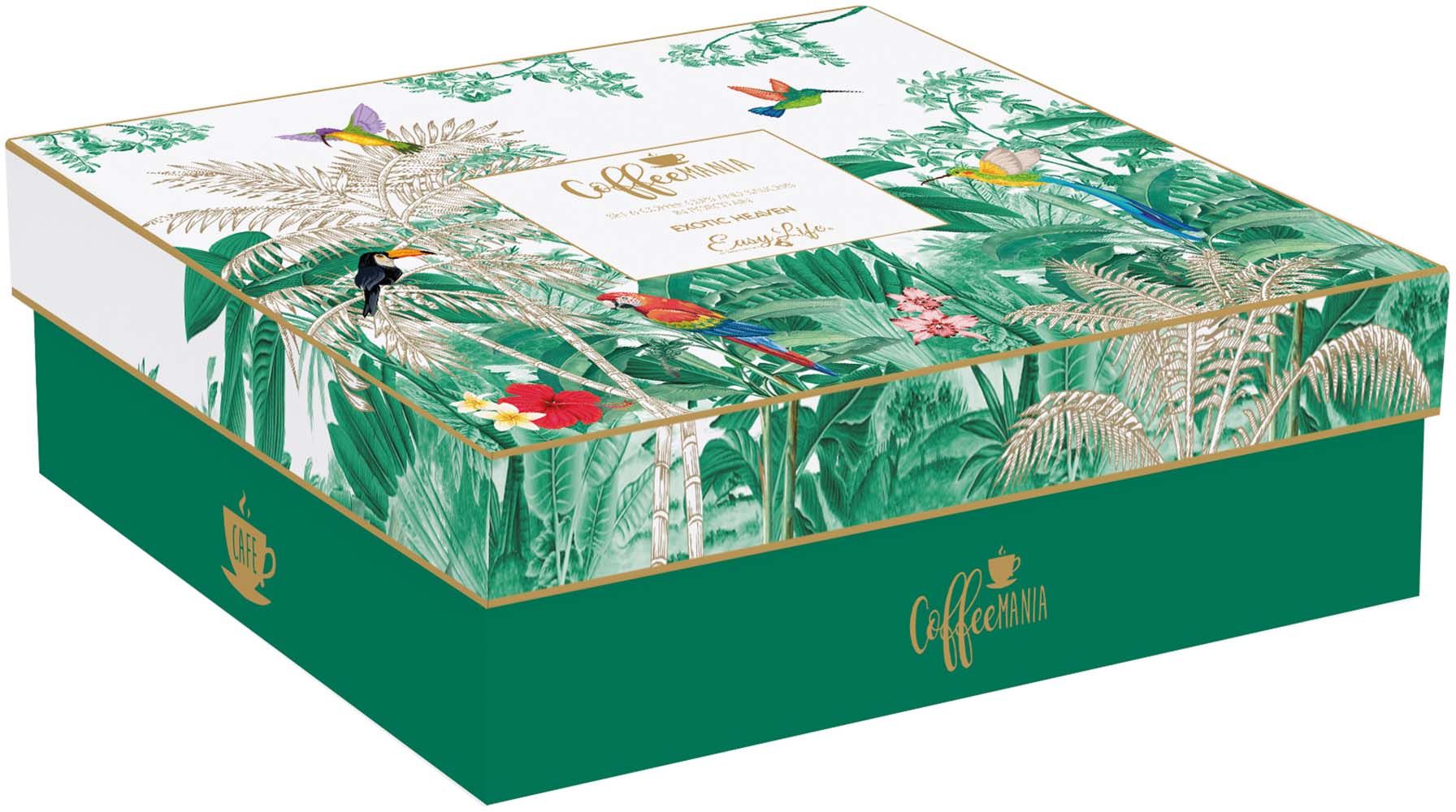 Set 6 Tazzine Espr.100 Ml C/Piattini In Gift Box  Exotic Heaven Easy Life