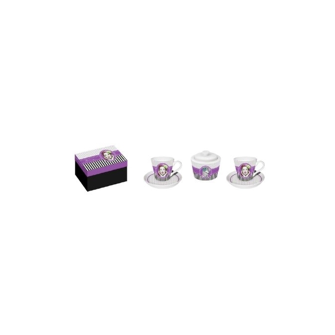 Set 2 tazzine + zuccheriera purple baci milano