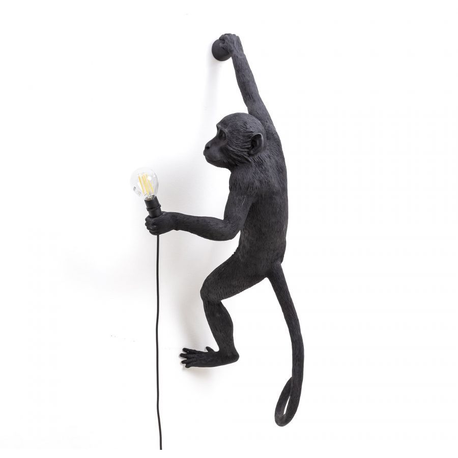 Lampada Resina Monkey Lamp-Outdoor-Black Appesa Mano Destra Seletti