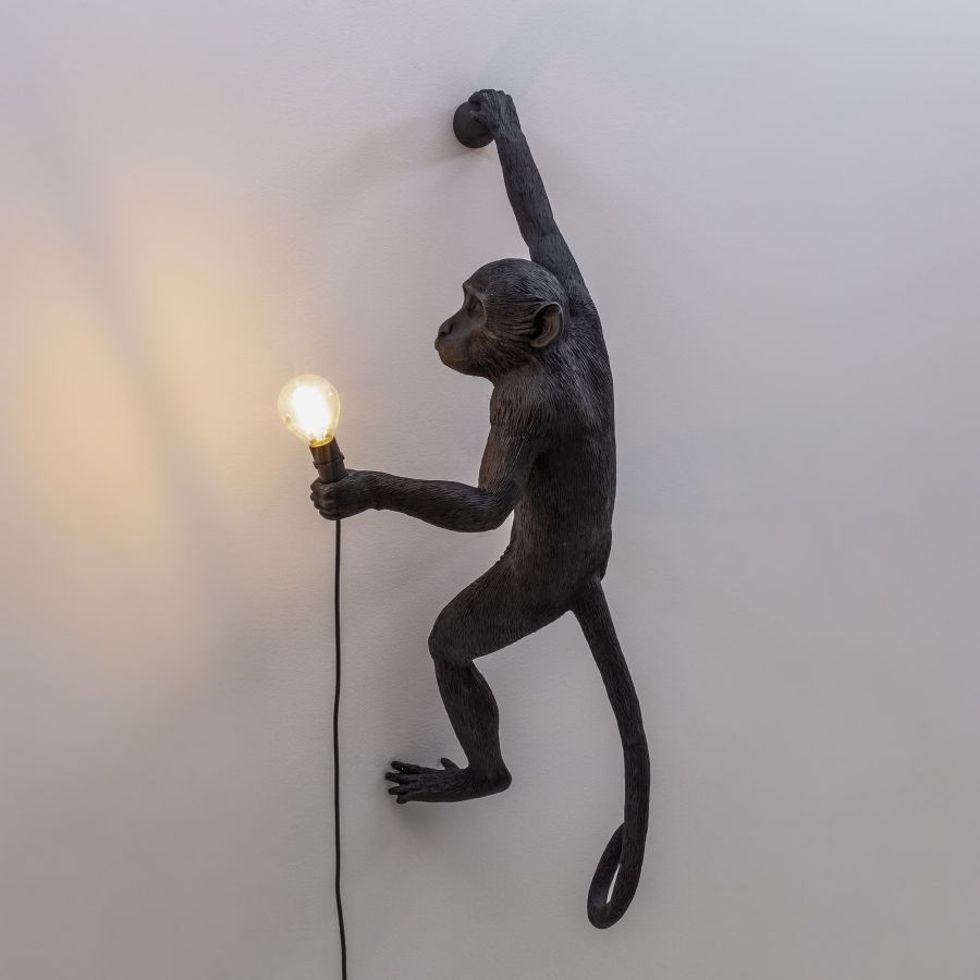 Lampada Resina Monkey Lamp-Outdoor-Black Appesa Mano Destra Seletti