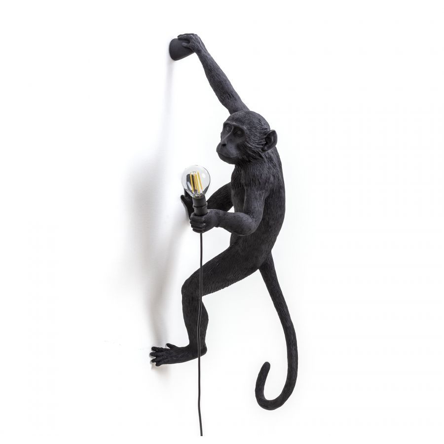 Lampada Resina Monkey Lamp-Outdoor-Black Appesa Mano Destra Seletti