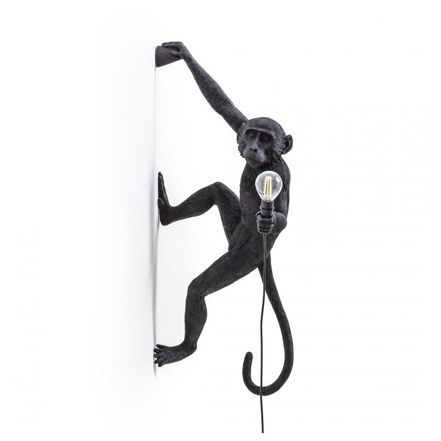 Lampada Resina Monkey Lamp-Outdoor-Black Appesa Mano Destra Seletti