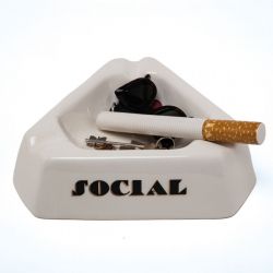 Centrotavola In Porcellana Social Smoker-Diesel Living? Cm.36X36 H.10