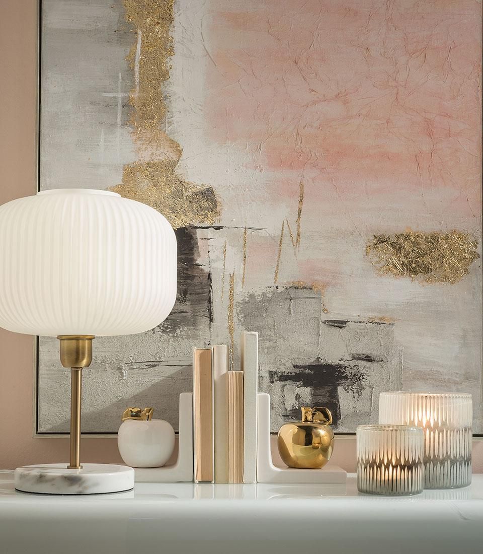 Lampada da tavolo con base in marmo oro L'Oca Nera