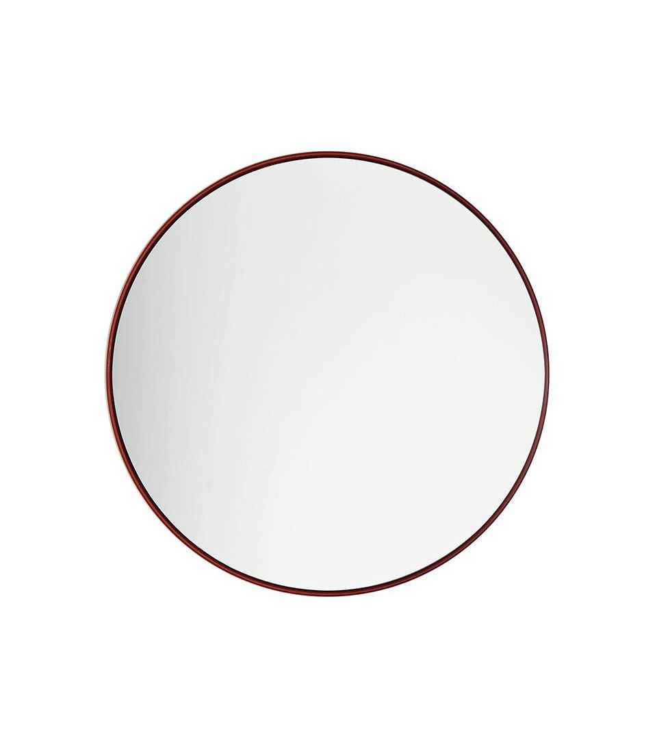 Specchio tonda rosso merlot moderna in metallo L'Oca Nera