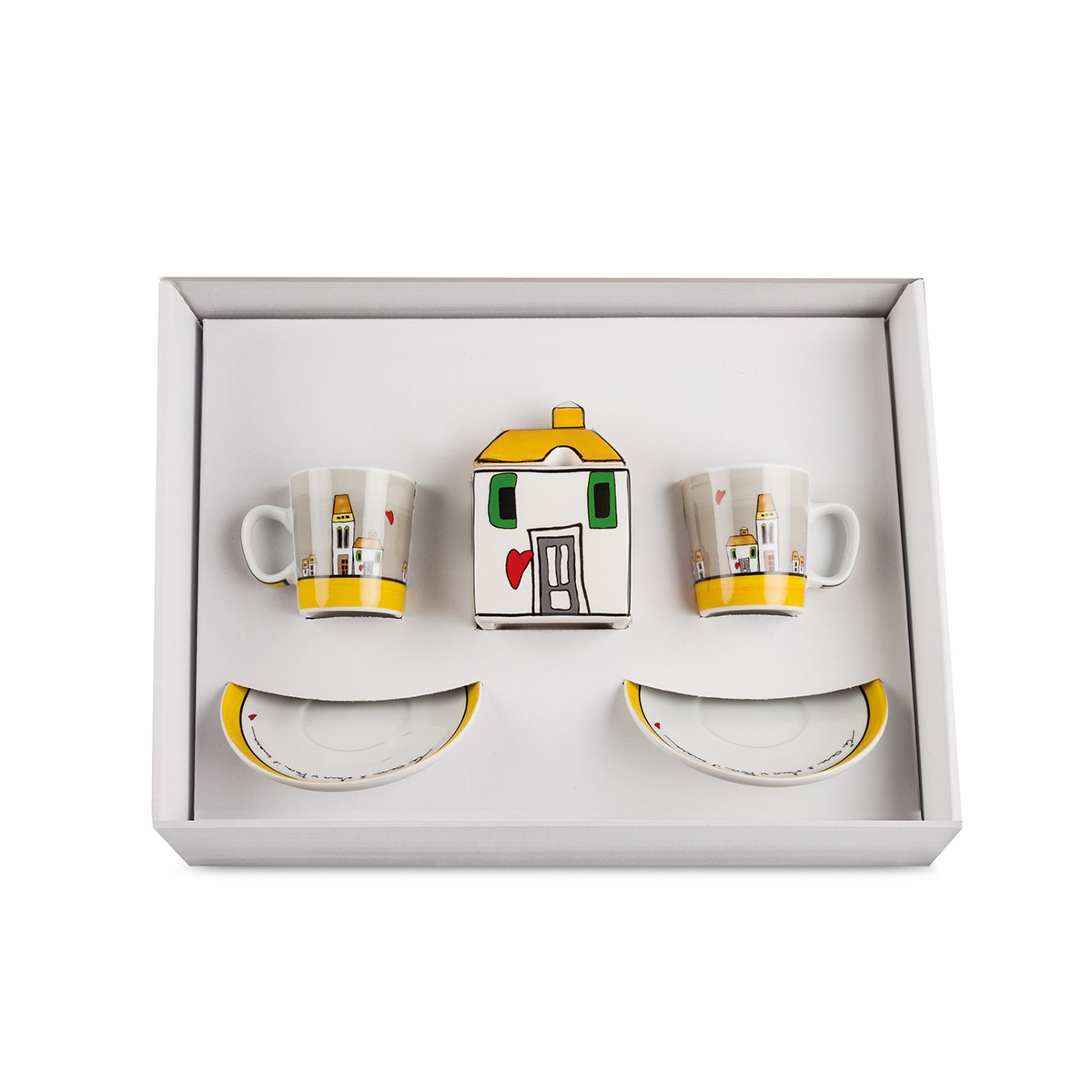 Set 2 Tz Caffe' Con  Zuccheriera Le Casette Gialla Egan