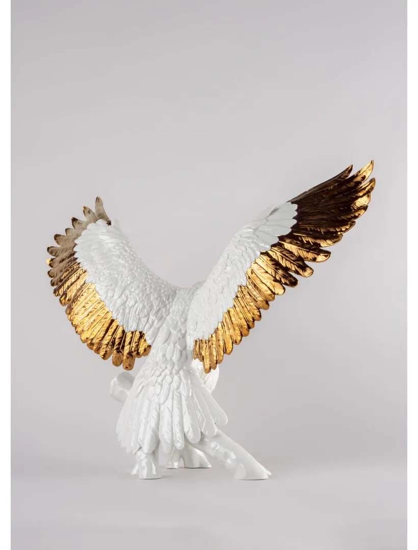 Statua Aquila bianca oro Lladrò