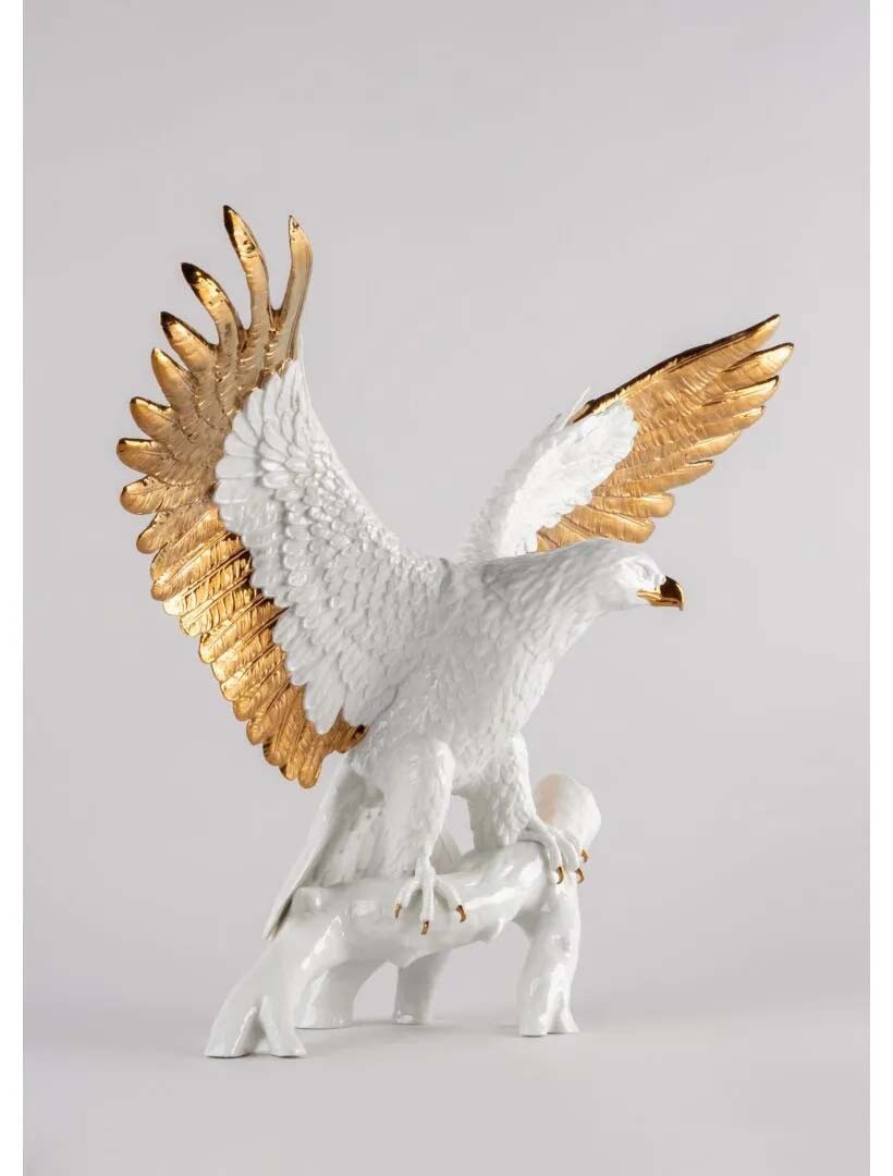 Statua Aquila bianca oro Lladrò