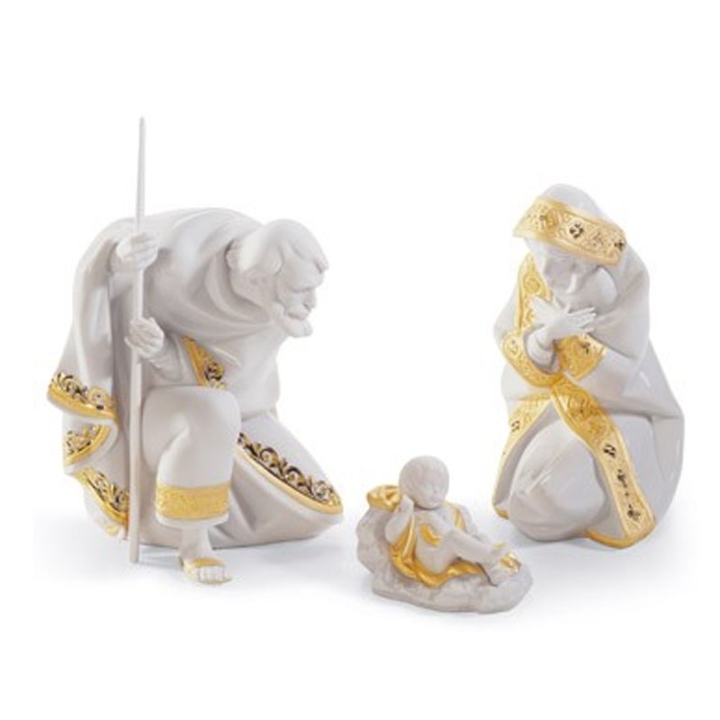 Set statue natività bianco e oro Bianco Natale Lladrò