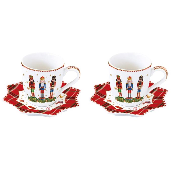 Set 2 Tazzine Caffe Con Piattino Vintage Nutcracker Easy Life