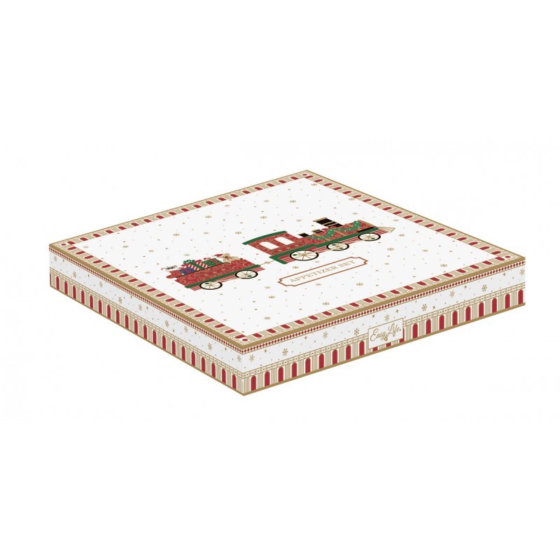 Set Aperitivo Con 6 Ciotoline In Porcellana E Base In Bamboo In C.B. Polar Expre Easy Life