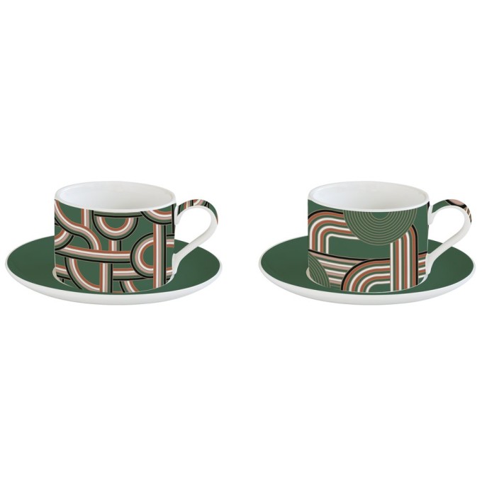 Set 2 tazze 240 ml c/piattino in porc.in gift box GEOMETRICAL LOOP