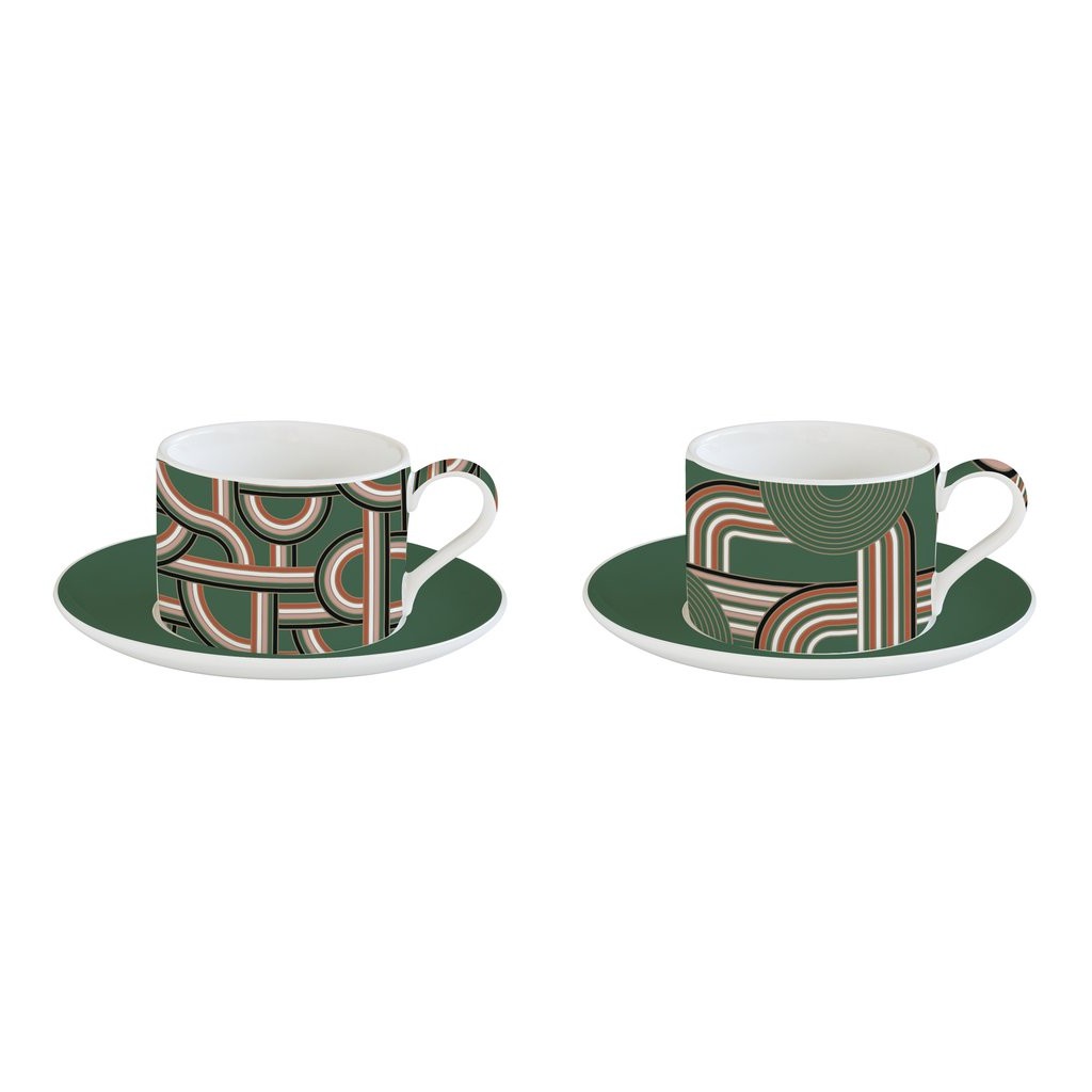 Set 2 tazze 240 ml c/piattino in porc.in gift box GEOMETRICAL LOOP