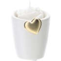 Portacandela Gres Bianco 8cm Cuore Oro Hervit