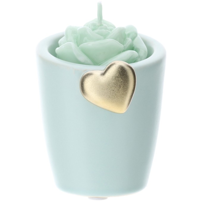 Portacandela Gres Verde 8cm Cuore Oro Hervit