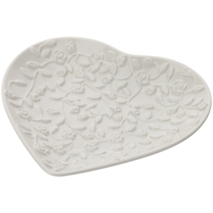 Piattino Cuore porcellana Romance Bianco 16cm Hervit