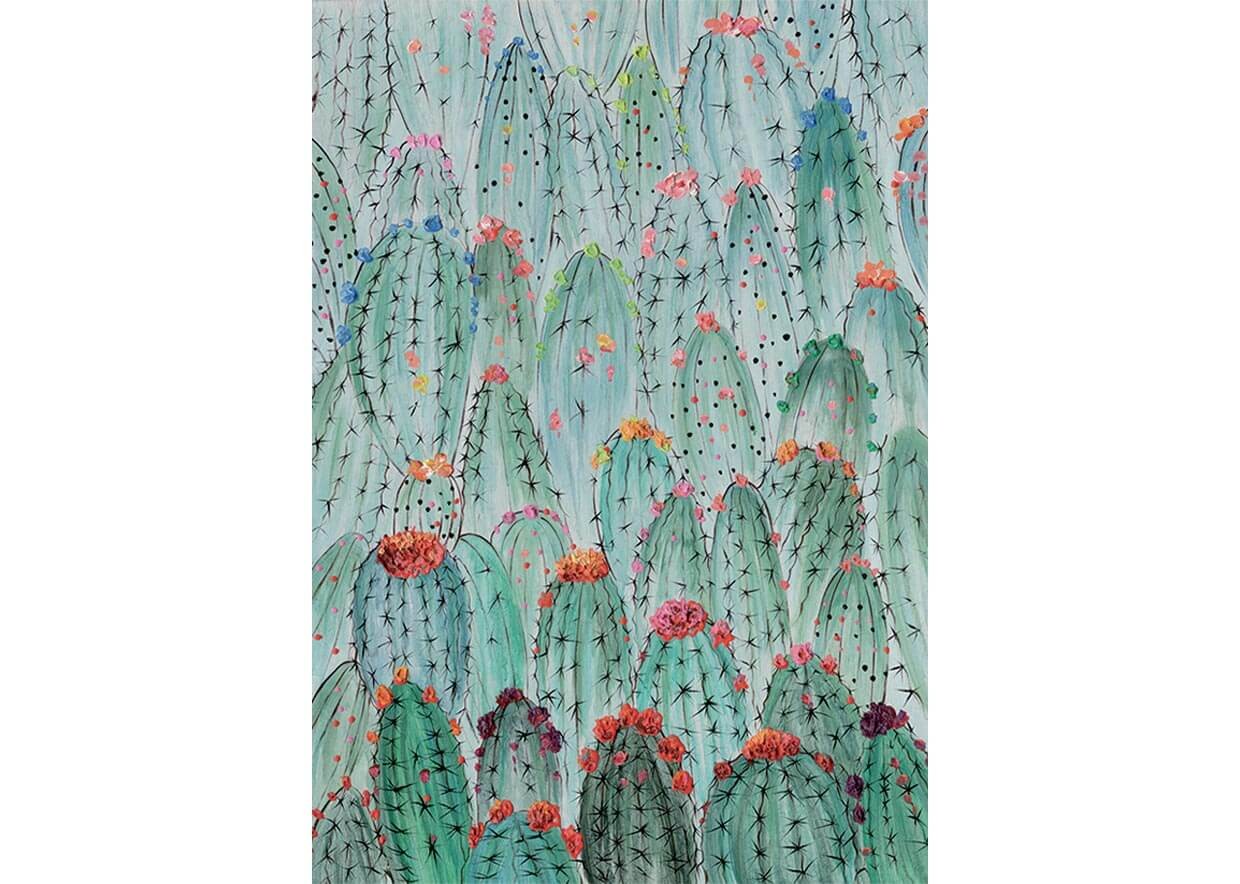 Quadro Cactus in fiore 100cm Agave