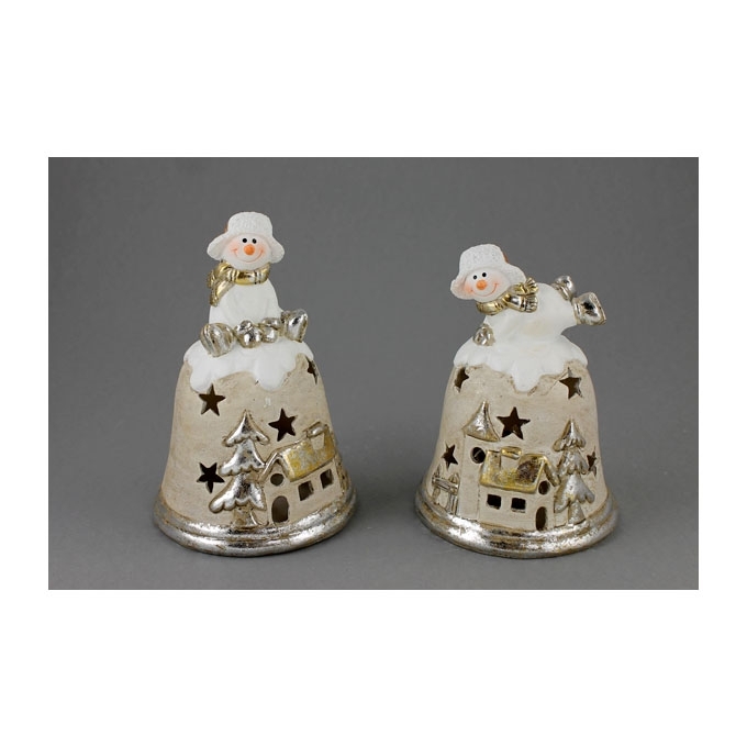 Pupazzo di neve su poly campana 14 x 14,5 cm