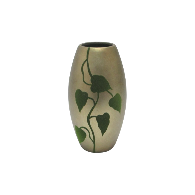 Vaso decoro foglie ceramica cilindro piccolo