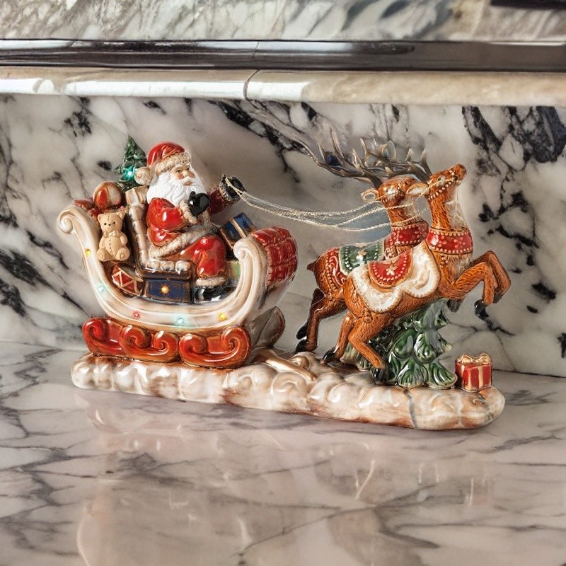 Babbo Natale Su Slitta Con Renne Porcellana