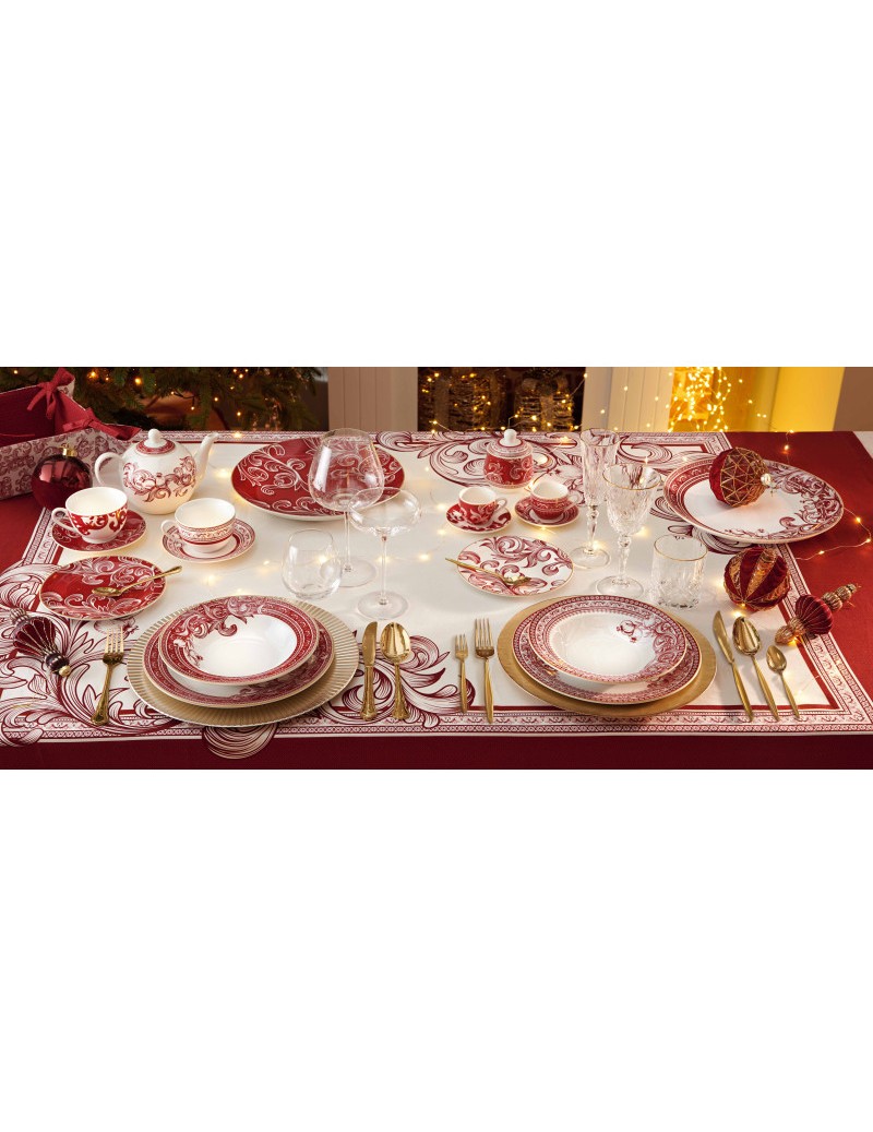 Servizio tavola natalizia 18 piatti Royal Red Brandani