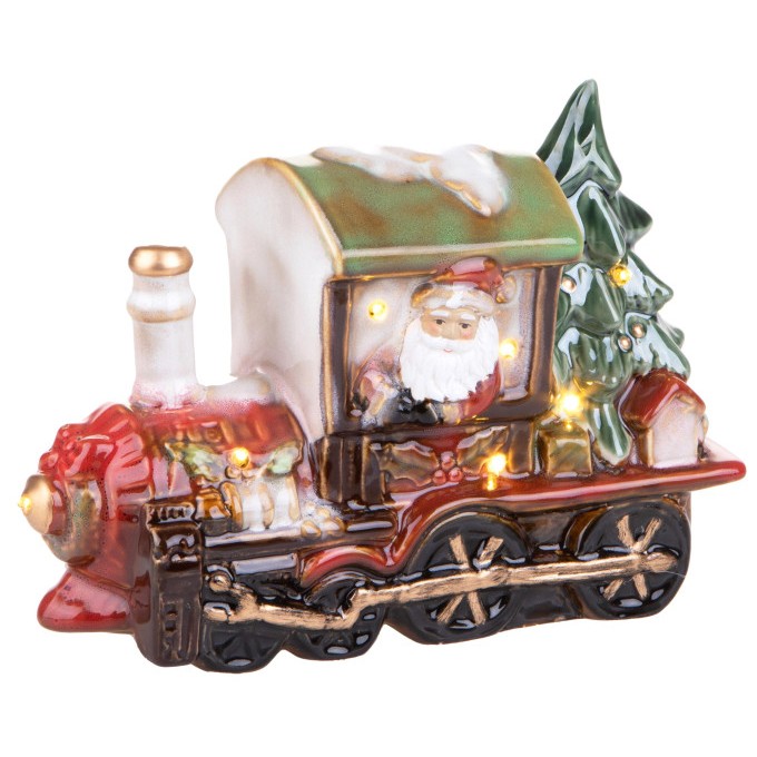 Babbo Natale Su Locomotiva Con Led Porcellana Brandani