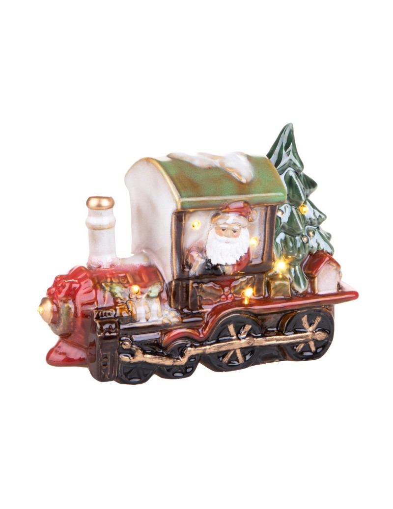 Babbo Natale Su Locomotiva Con Led Porcellana Brandani