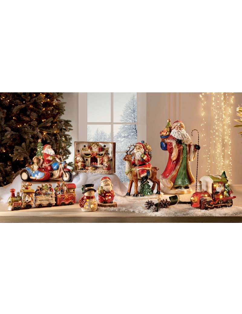 Babbo Natale Su Locomotiva Con Led Porcellana Brandani