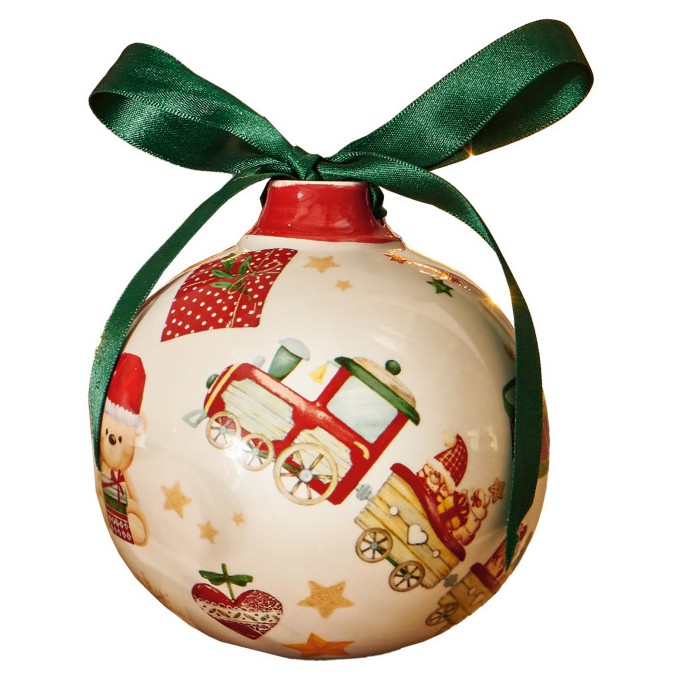 Palla Di Natale Trenino Ceramica Brandani
