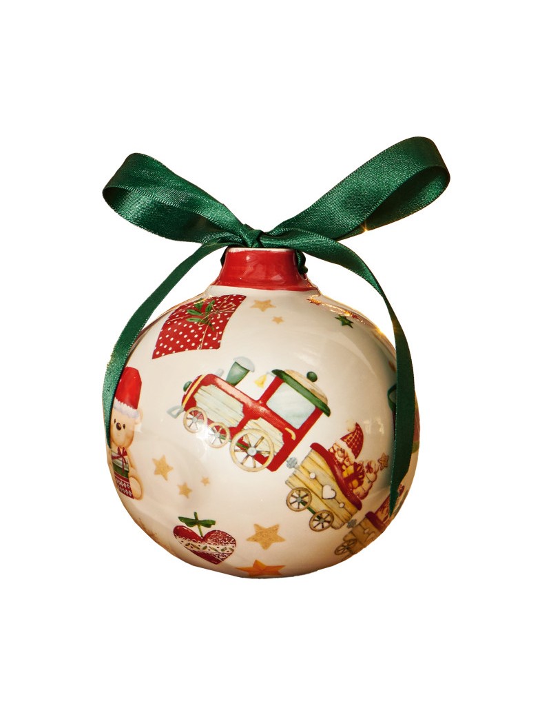 Palla Di Natale Trenino Ceramica Brandani