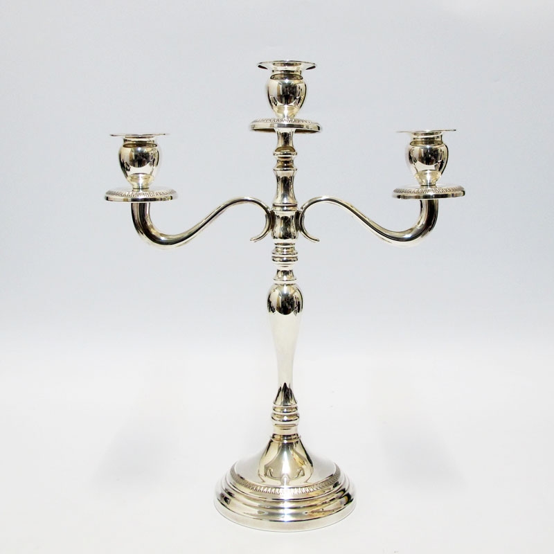 Candeliere 3 fiamme stile impero in argento Bellotto