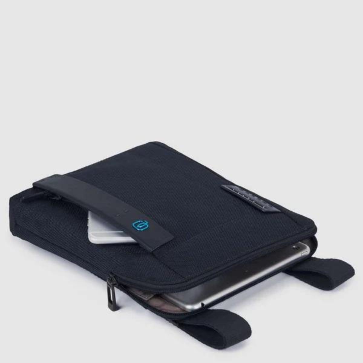 Borsello Porta Ipad Air In Tessuto E Pelle Blu