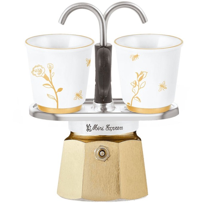 Set caffettiera con due tazzine Oro delle Api Bialetti