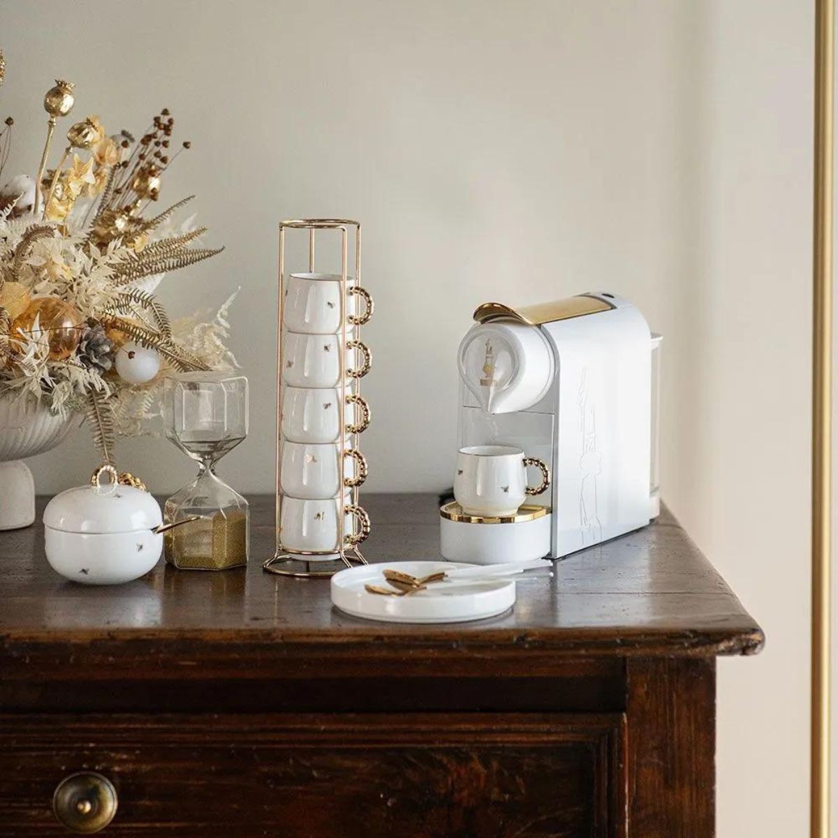 Macchina da caffè a capsule Gioia White and Gold Bialetti