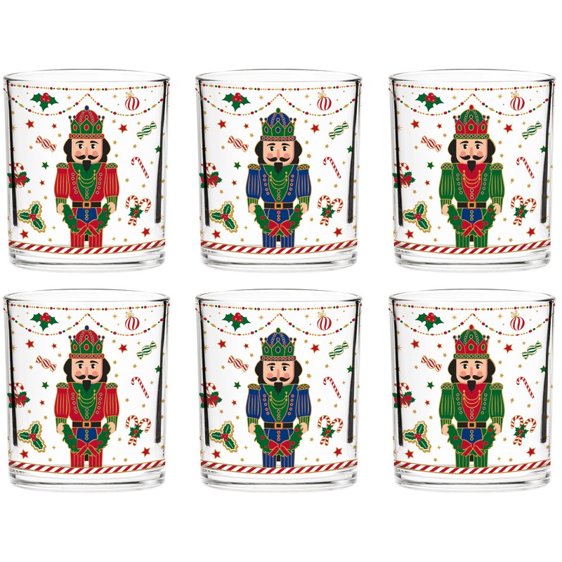 Set 6 Bicchieri 250 Ml In Vetro In Color Box Nutcracker Twist