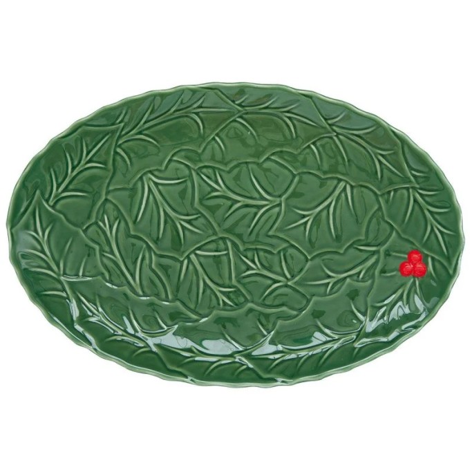 Vassoio Ovale 36X24,5 Cm Holly & Berries Green