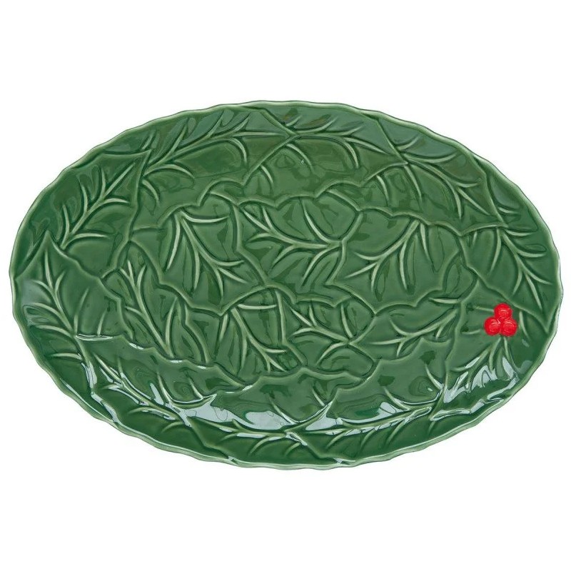 Vassoio Ovale 36X24,5 Cm Holly & Berries Green
