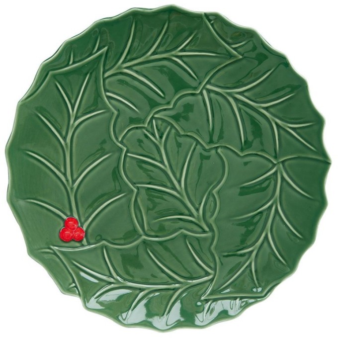 Piatto Torta Holly & Berries Green