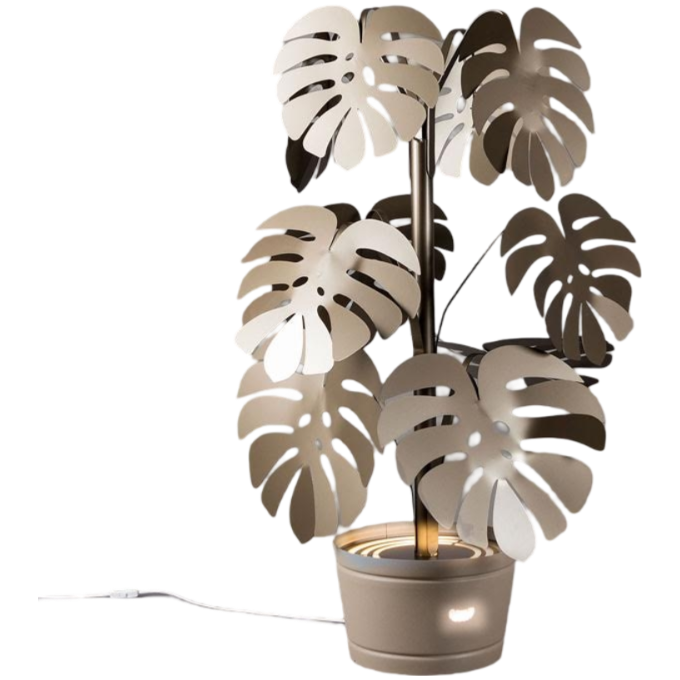 Lampada monstera piccola bronzo+vaso Arti e Mestieri